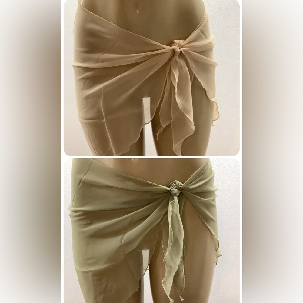 Zuliana Earth Tones Chic Sheer Sarong Wrap Skirt Bundle Of 2 New